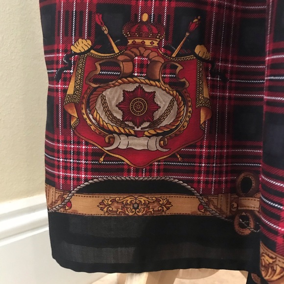 Heraldic silk and wool scarf draped midi skirt - Picture 4 of 6